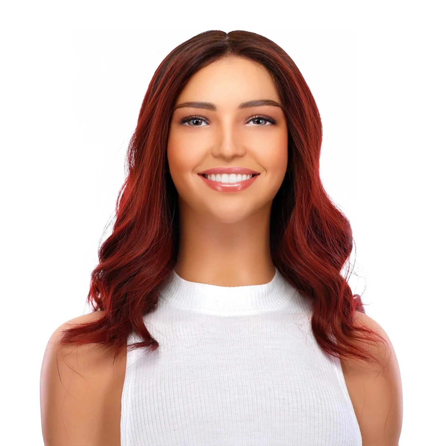16" Ponytail Silk Part Wig Merlot Red