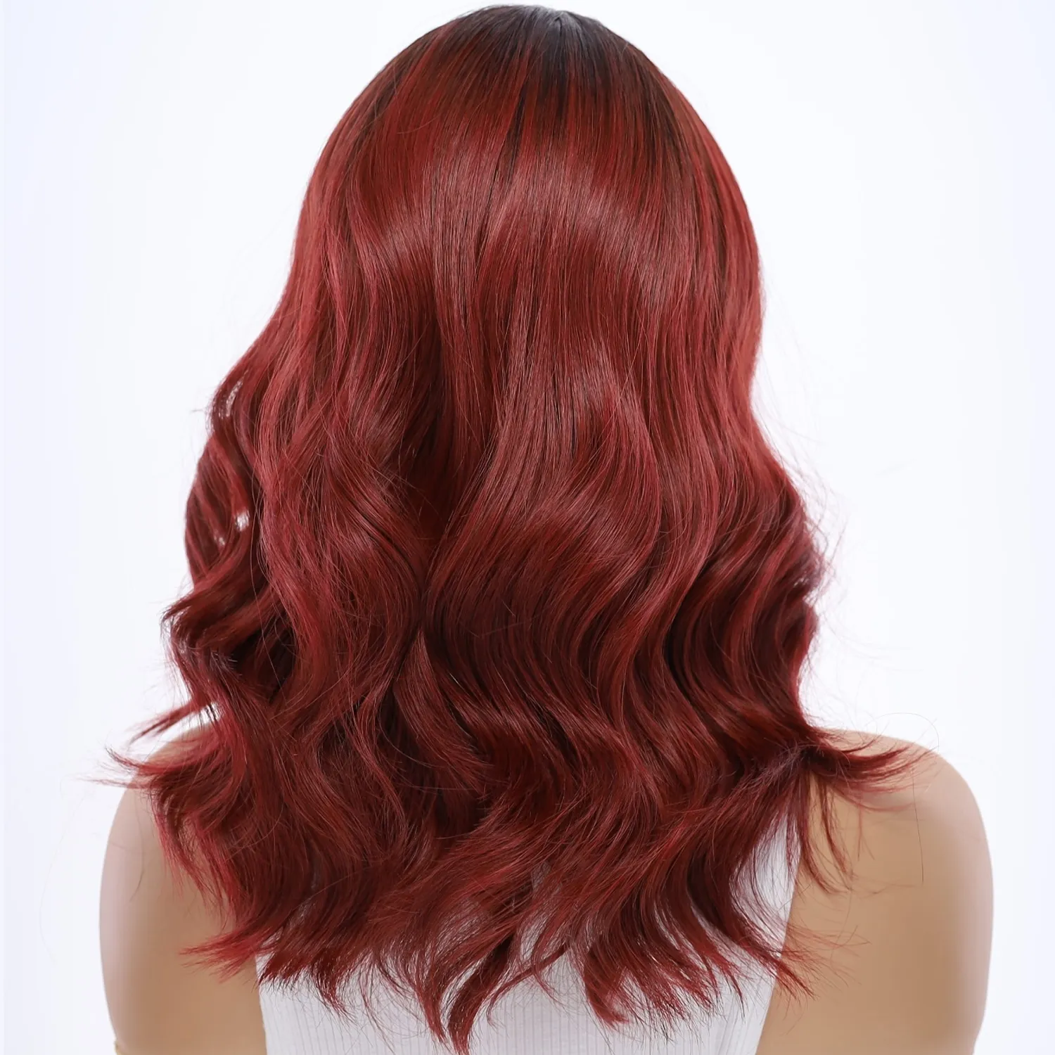 16" Ponytail Silk Part Wig Merlot Red