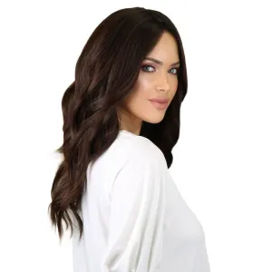 22" Ponytail Silk Part Wig Dark Brown w/ Partial Rooting