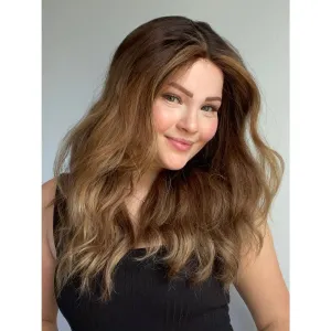22" Ponytail Silk Part Wig Light Brown Babylight w/ Full Rooting