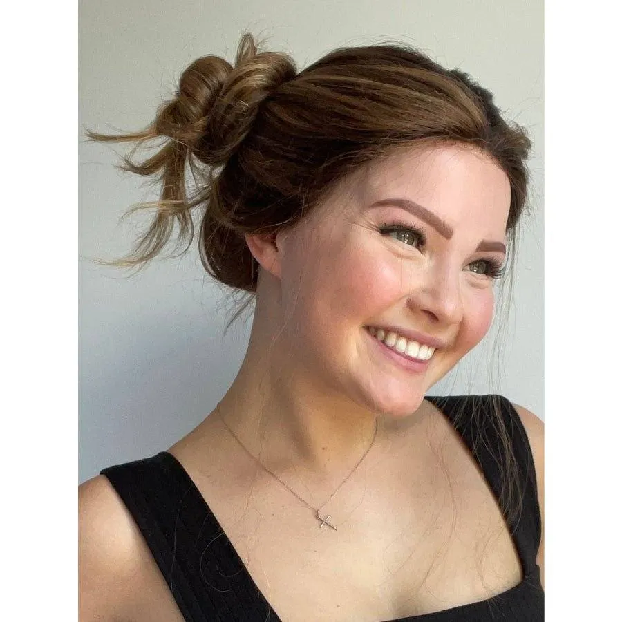 22" Ponytail Silk Part Wig Light Brown Babylight w/ Full Rooting
