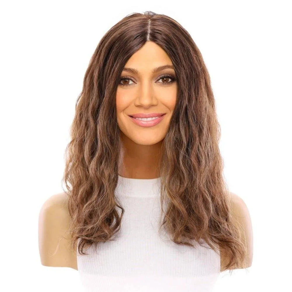 22" Ponytail Silk Part Wig Medium Brown Babylight Wavy