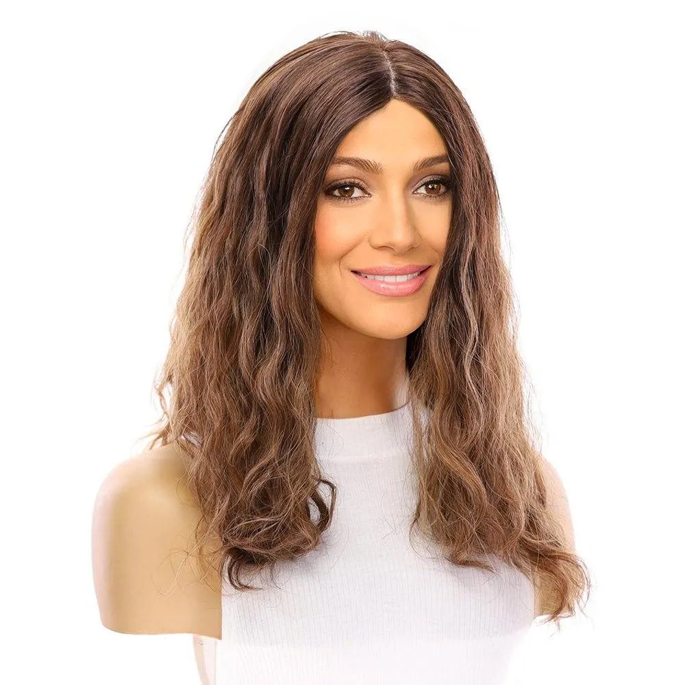 22" Ponytail Silk Part Wig Medium Brown Babylight Wavy
