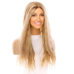 26" Ponytail Silk Top Wig Ash Blonde Wavy