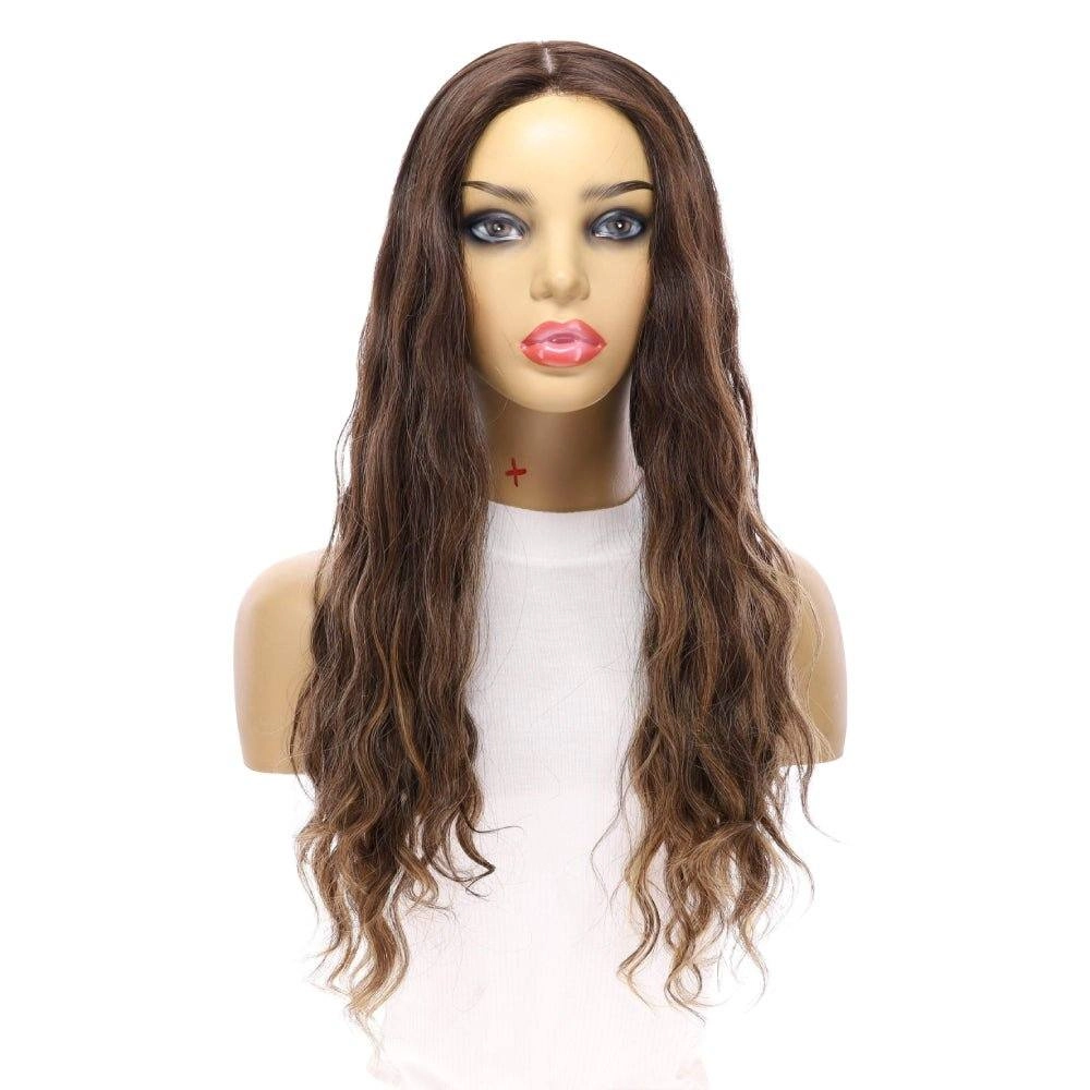 26" Ponytail Silk Top Wig Dark Brown Balayage Wavy
