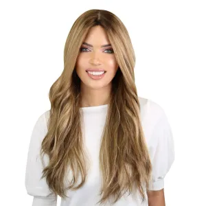 26" Ponytail Silk Top Wig Medium Blonde w/ Full Rooting