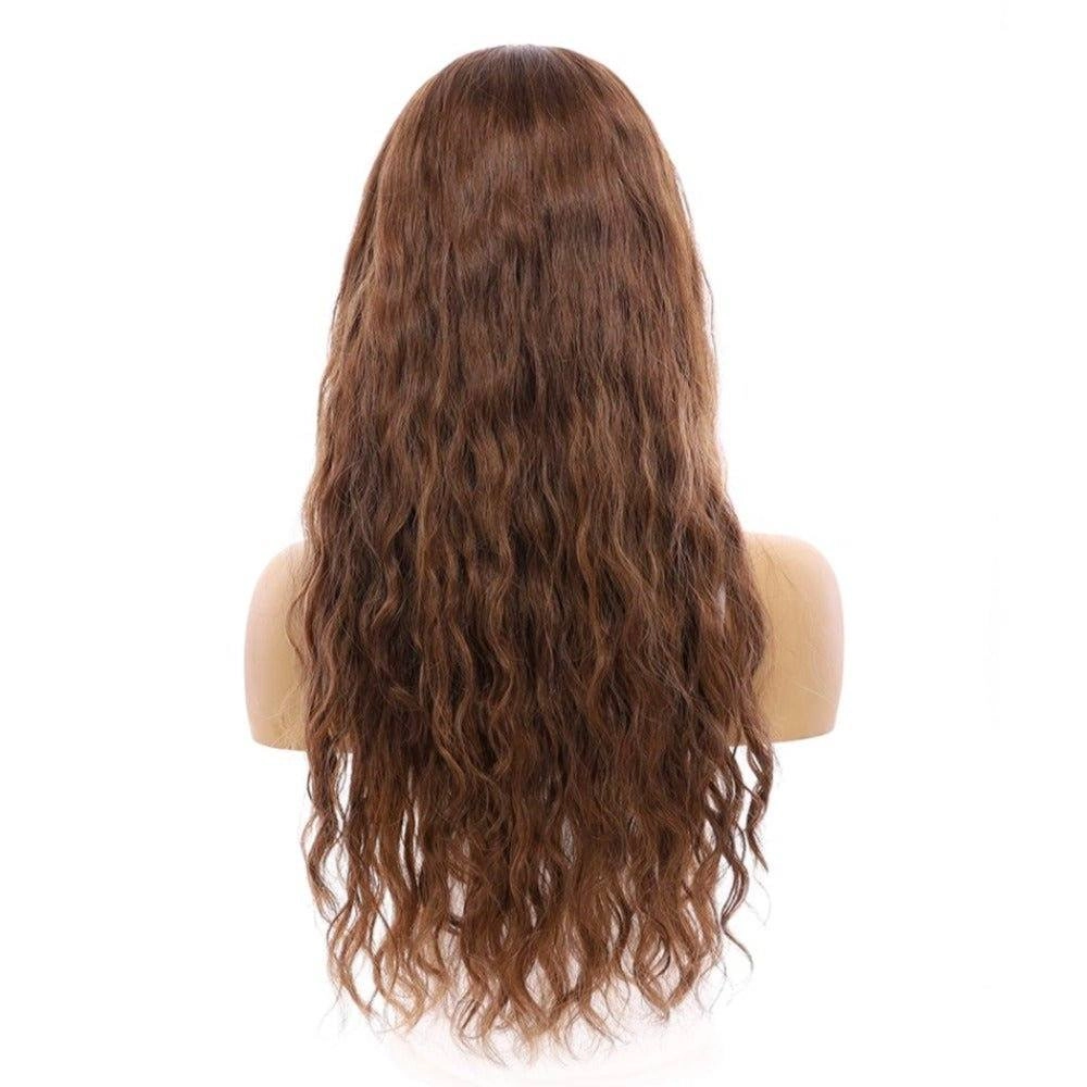 26" Ponytail Silk Top Wig Medium Brown Balayage Wavy