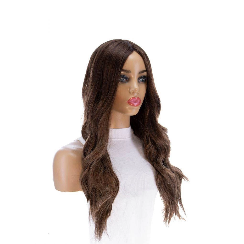 26" Ponytail Silk Top Wig Medium Brown Balayage