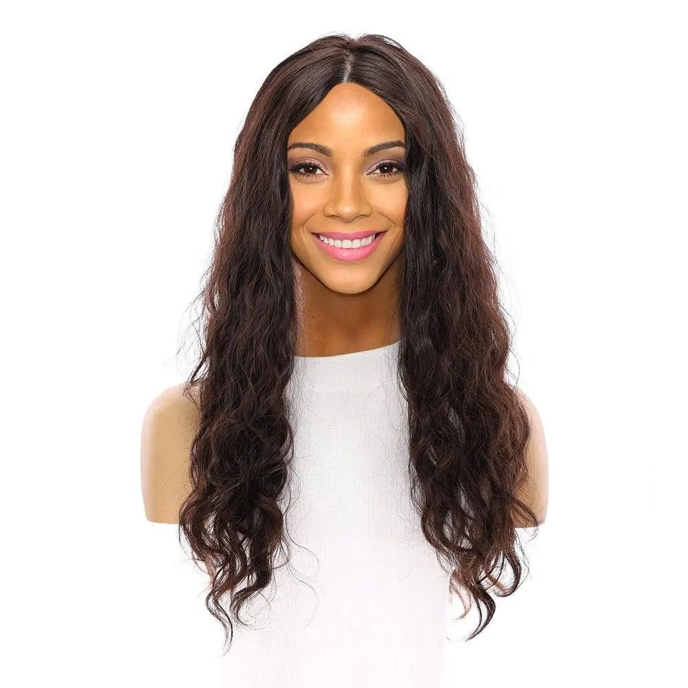 26" Ponytail Silk Top Wig Natural Black Wavy