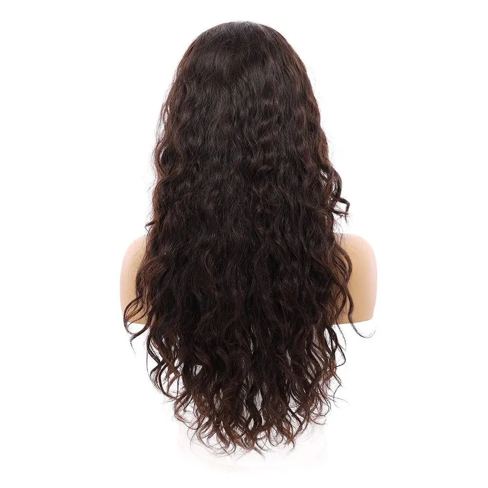 26" Ponytail Silk Top Wig Natural Black Wavy