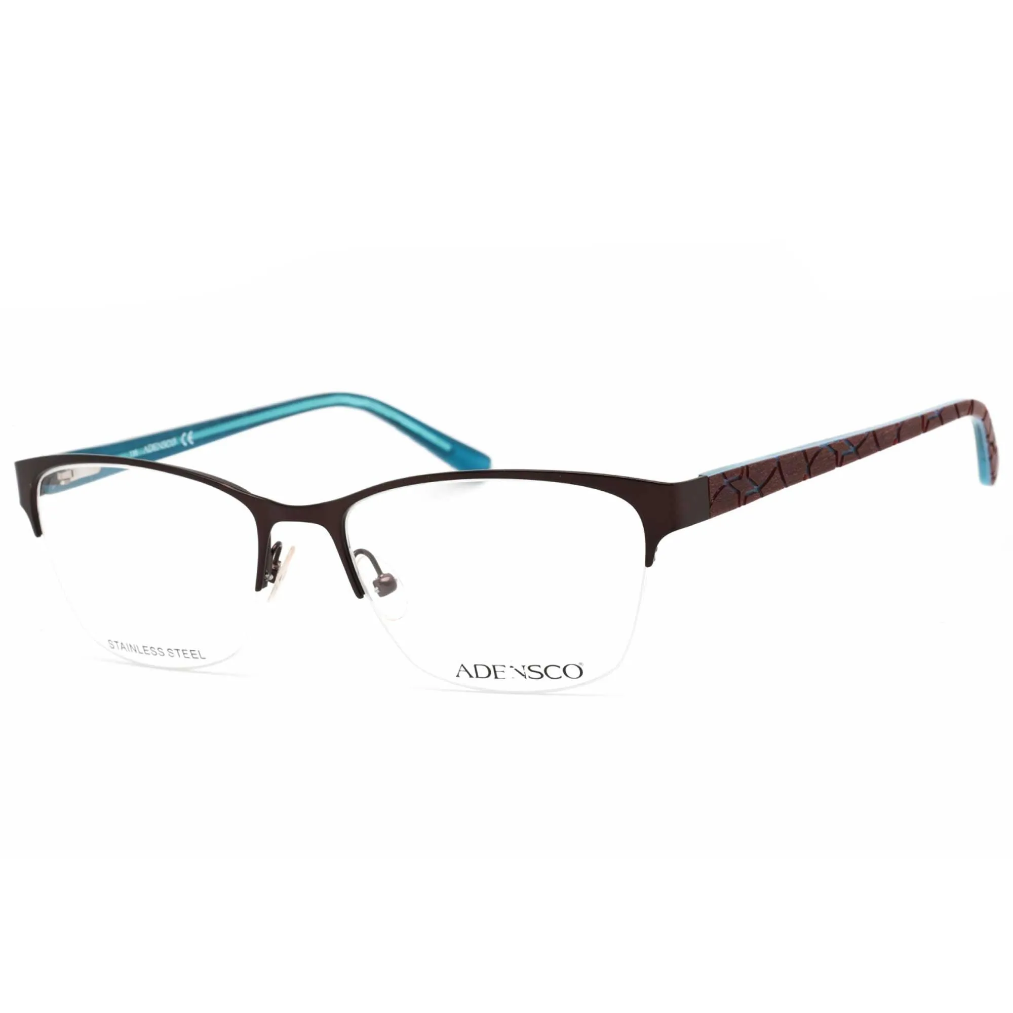 Adensco Women's Eyeglasses - Plum Half Rim Frame Clear Demo Lens | Ad 221 00T7 00