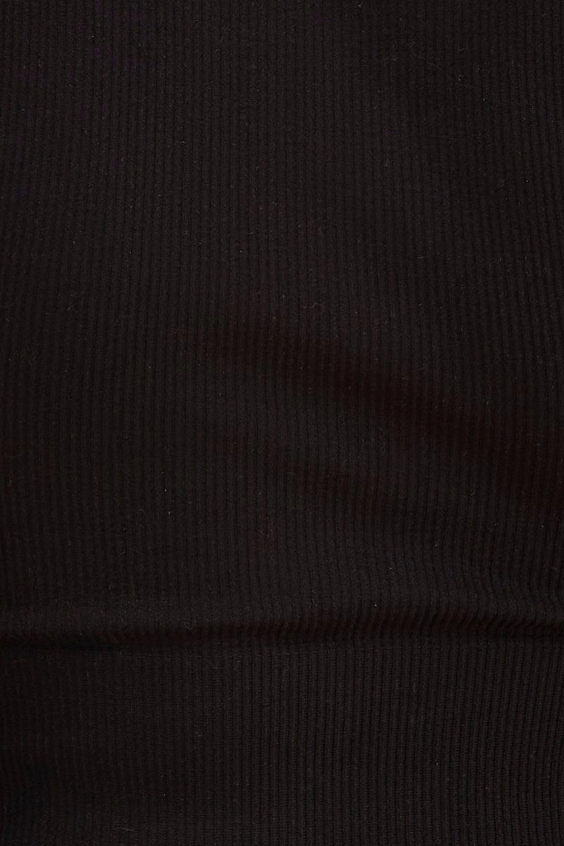 Black Seamless Tank Top High Neck Rib Crop