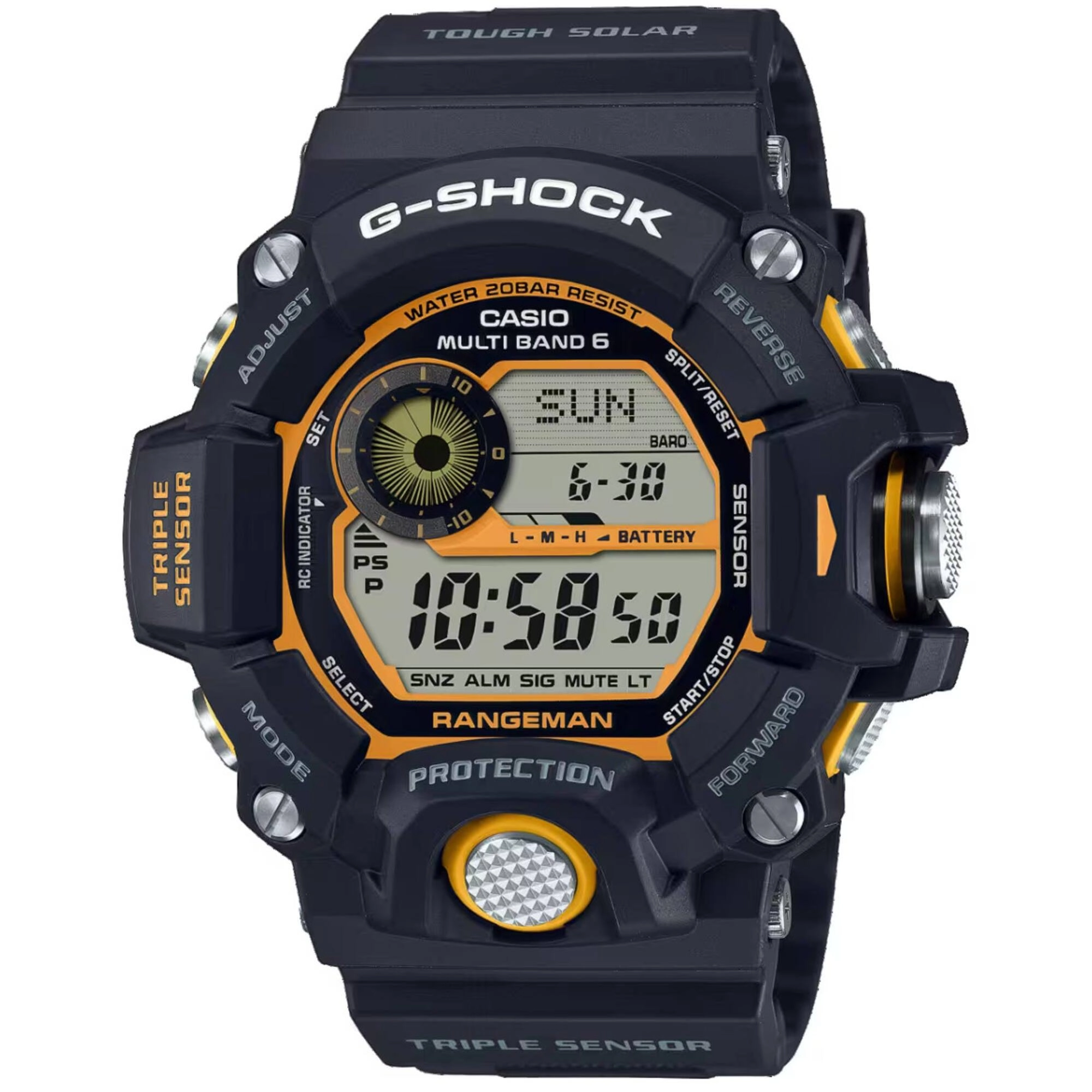Casio Men's Watch - G-Shock Master of G Rangeman Black Strap Digital Alarm | GW9400Y-1