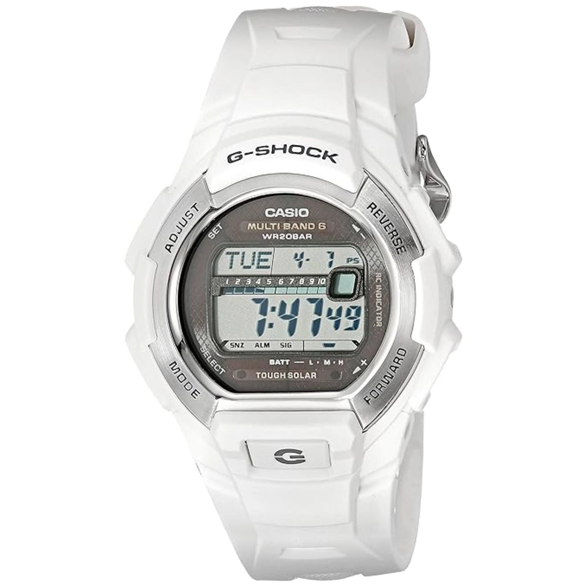 Casio Men's Watch - G-Shock Tough Solar Grey Digital Dial White Strap | GW-M850-7CR