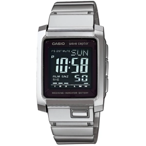 Casio Men's Watch - Wave Ceptor Alarm Black Digital Dial Silver Steel | WV-300DA-7B