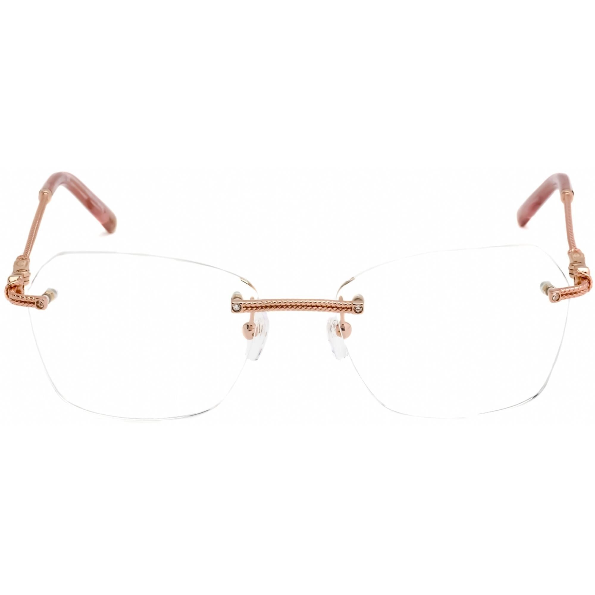 Charriol Women's Eyeglasses - Shiny Pink/Gold/Burgundy Metal Cat Eye | PC71033 C03
