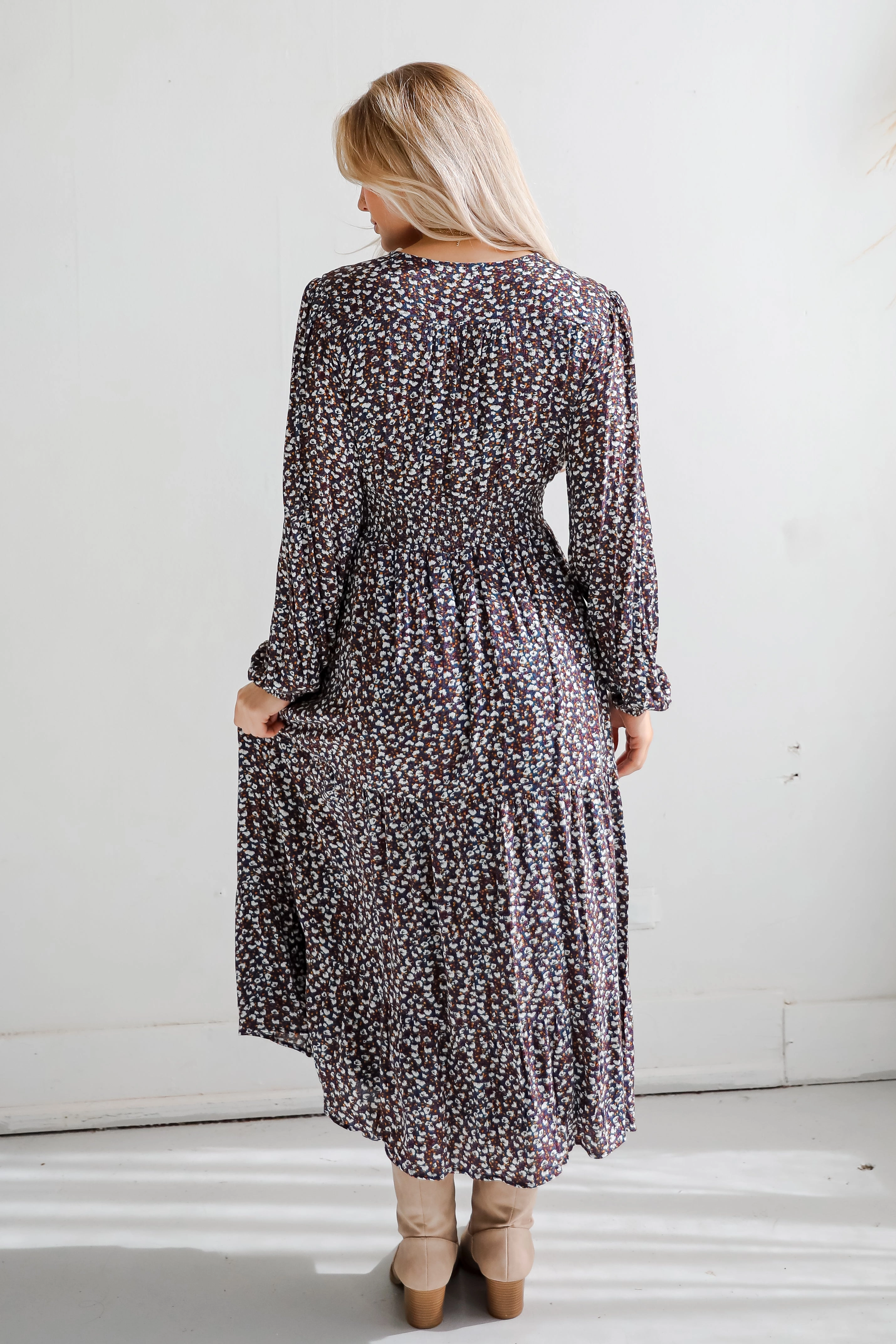 FINAL SALE - Glowing Sophistication Teal Floral Midi Dress