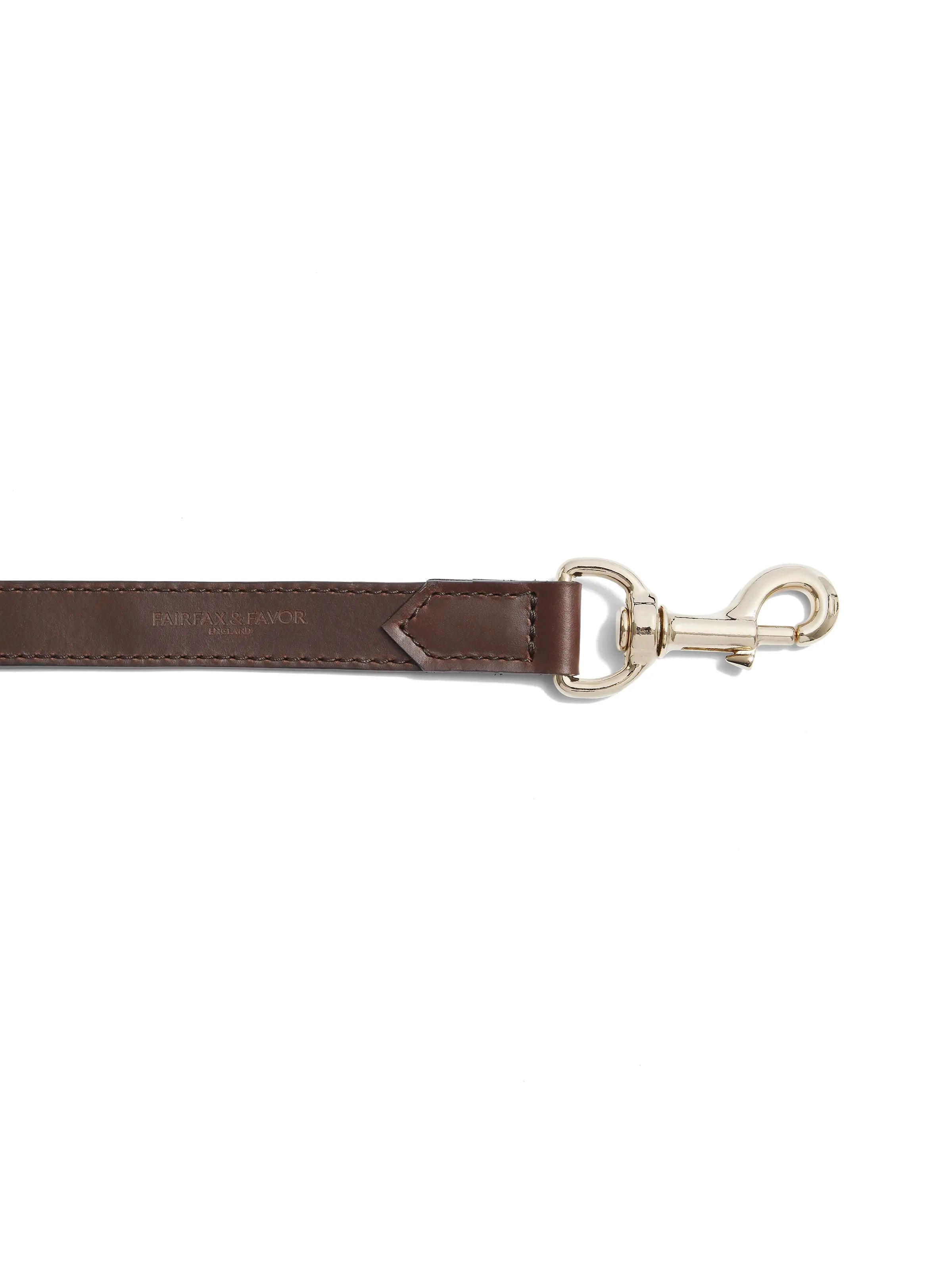 Fitzroy Wide Dog Lead - Mahogany Leather