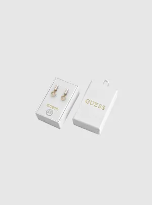 Gold Circle Shape Logo Earrings