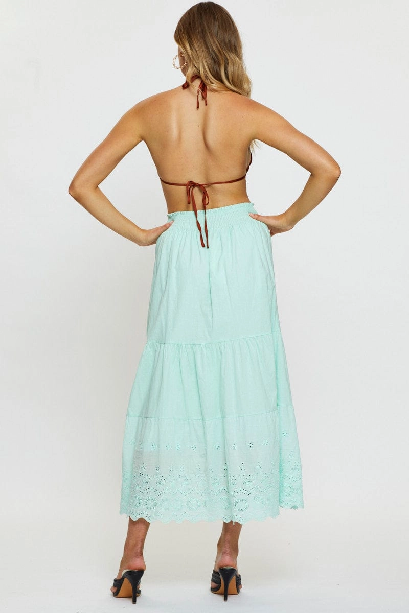 Green Maxi Skirt High Rise