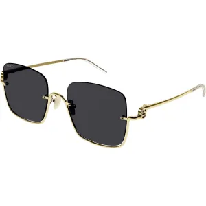 Gucci Women's Sunglasses - Gold Metal Half Rim Square Frame Grey Lens | GG1279S 001
