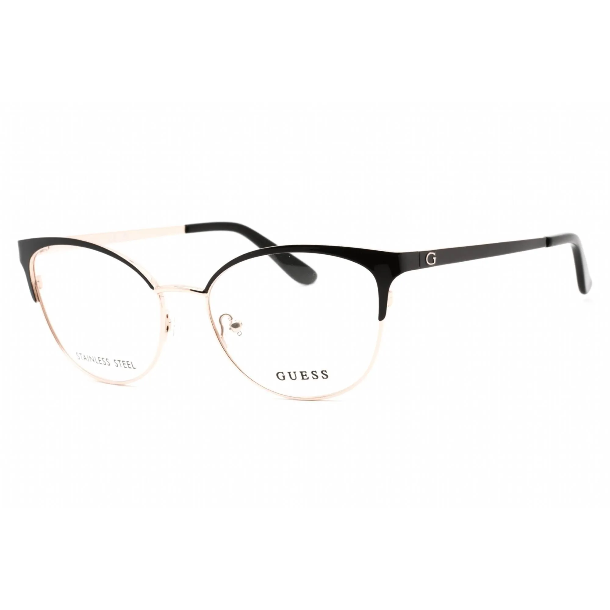 Guess Women's Eyeglasses - Shiny Black Metal Full Rim Cat Eye Frame | GU2796 001