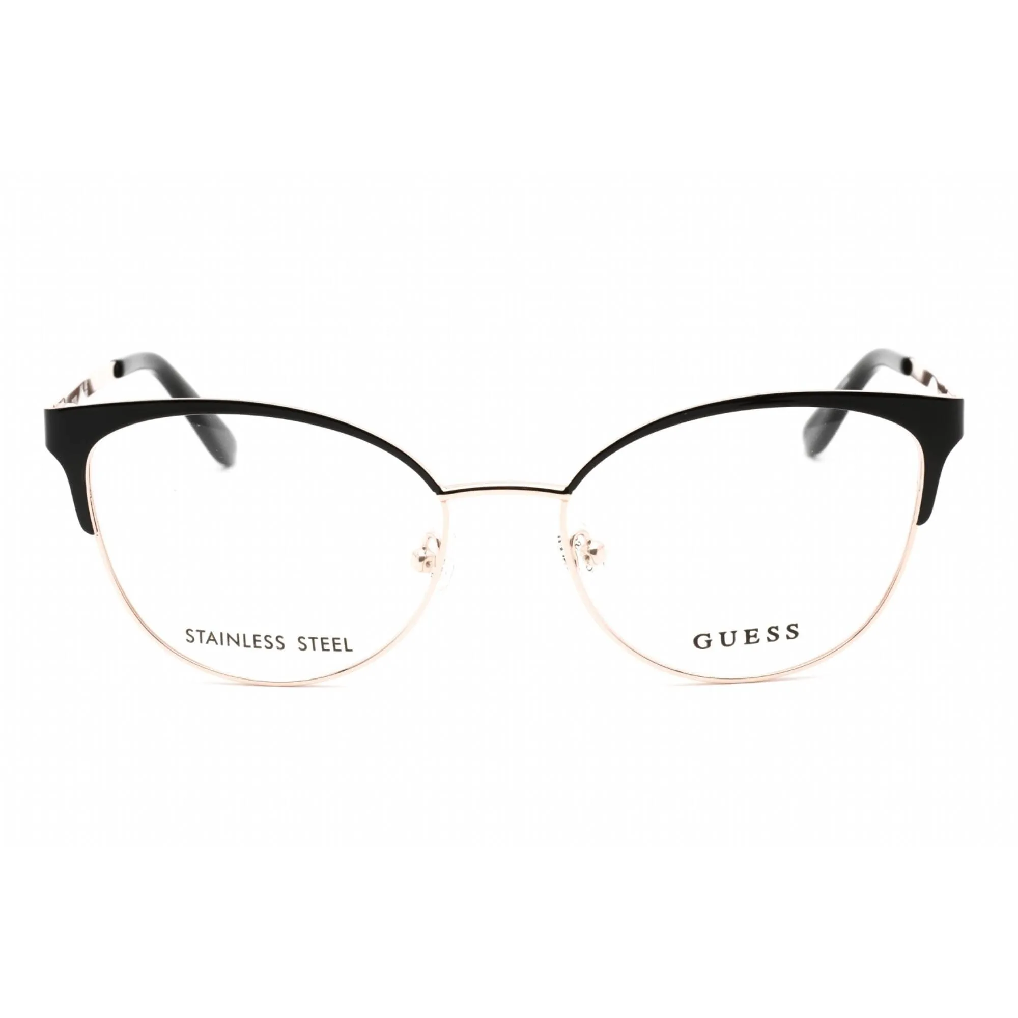 Guess Women's Eyeglasses - Shiny Black Metal Full Rim Cat Eye Frame | GU2796 001
