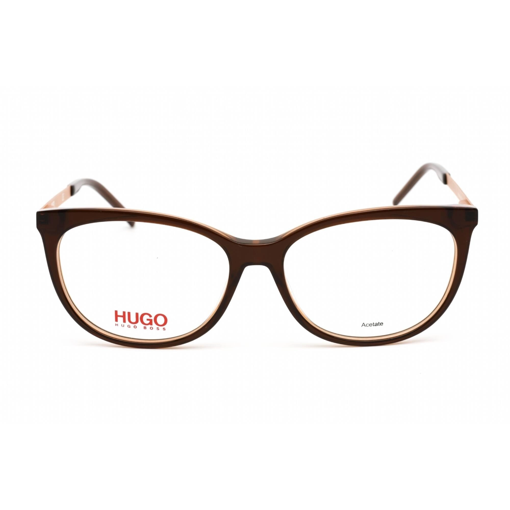 Hugo Women's Eyeglasses - Clear Lens Brown Acetate Cat Eye Frame | HG 1082 009Q 00