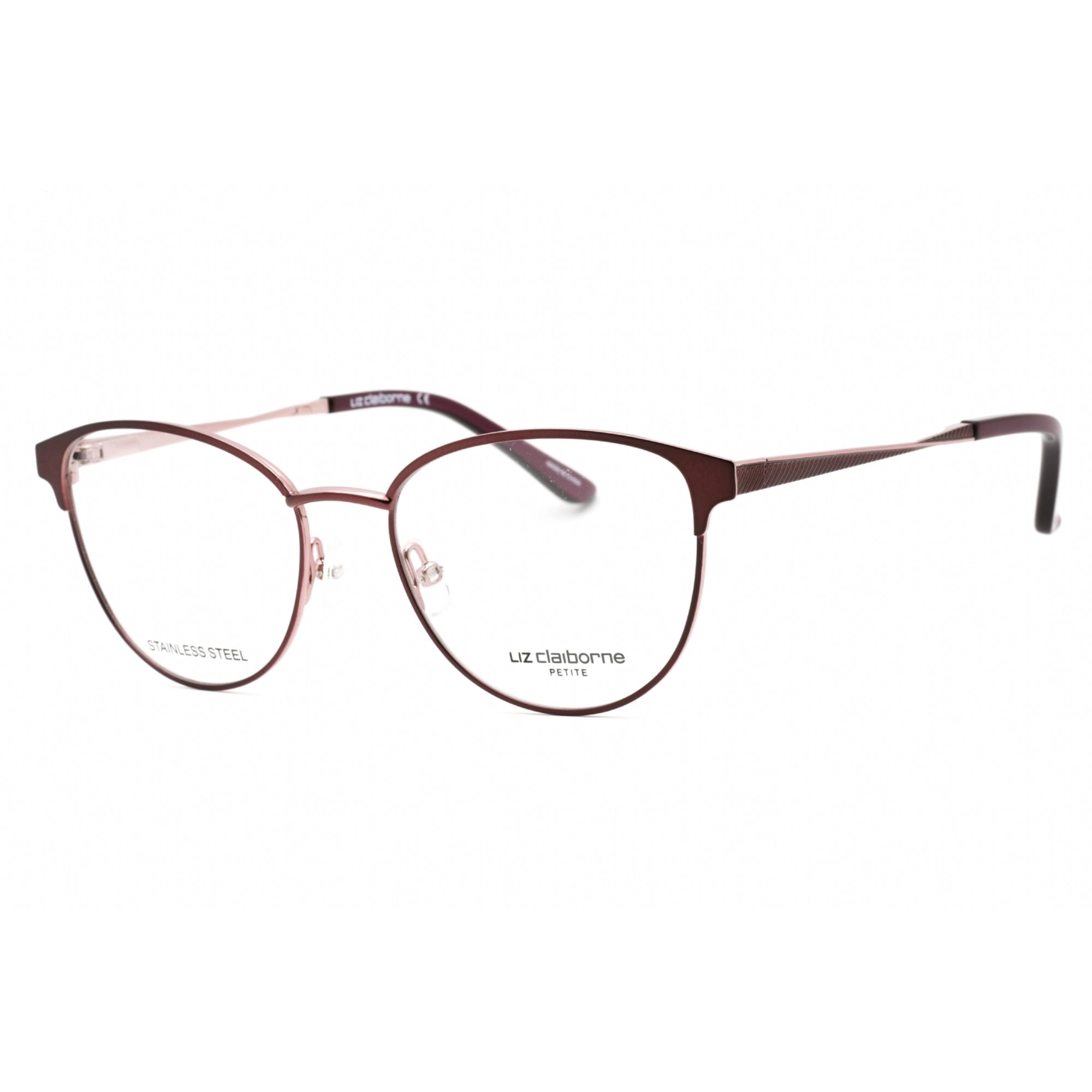 Liz Claiborne Women's Eyeglasses - Plum Metal Cat Eye Full Rim Frame | L 462 00T7 00