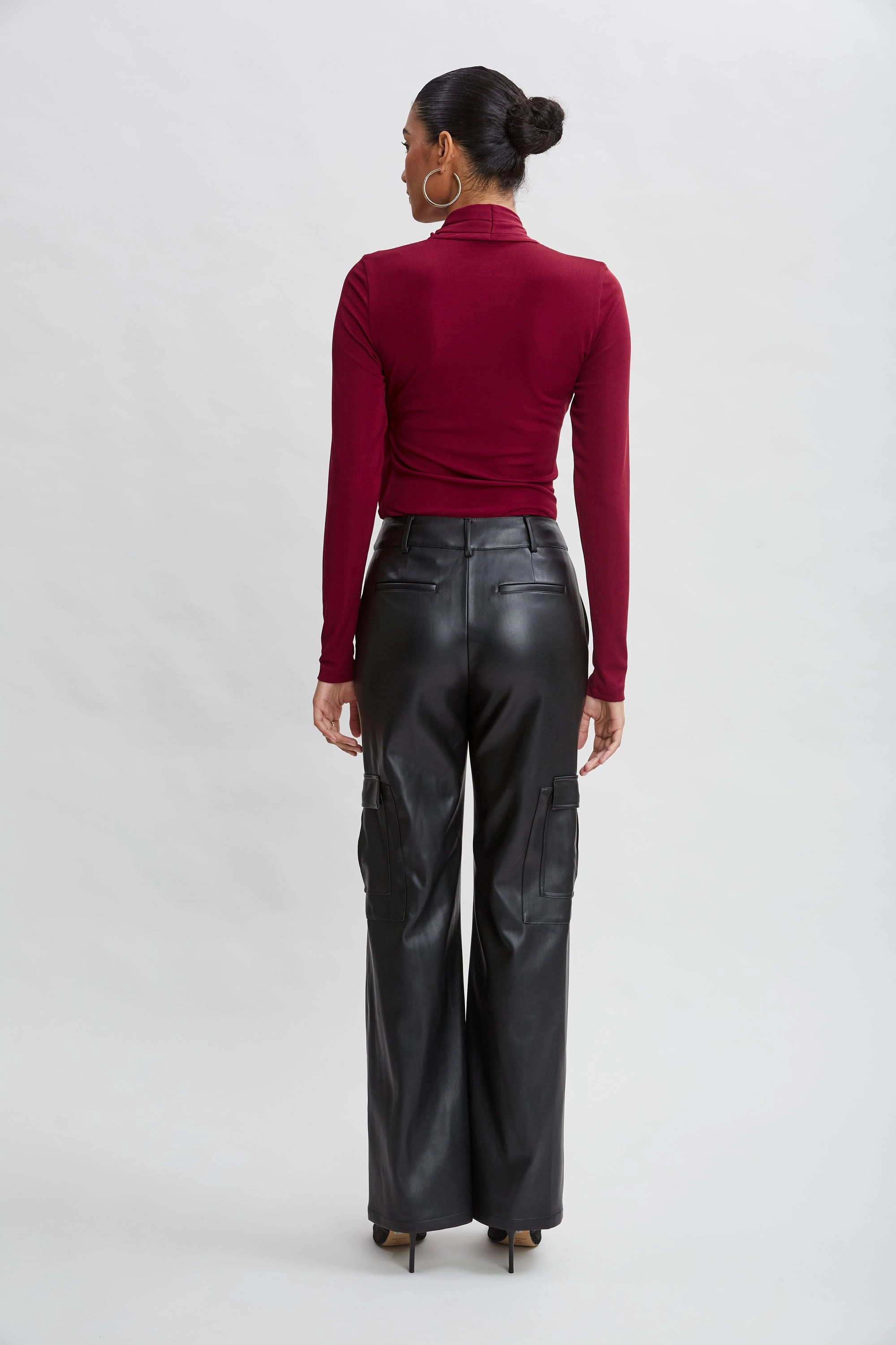 Long Sleeve Ruched Draped Knit