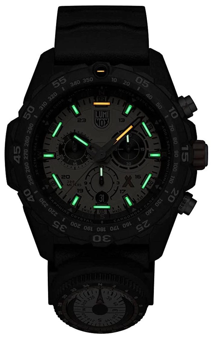 Luminox Bear Grylls Survival Chronograph CARBONOX Yellow Dial Black Rubber Strap Compass Date Divers Quartz Mens Watch XB.3745