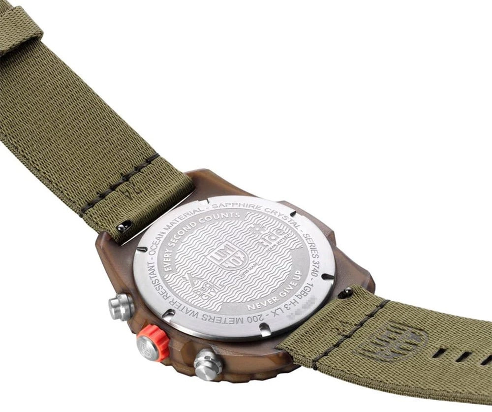 Luminox Bear Grylls Survival ECO Master Chronograph Green Dial Green Textile Strap Date Divers Quartz Mens Watch XB.3757.ECO