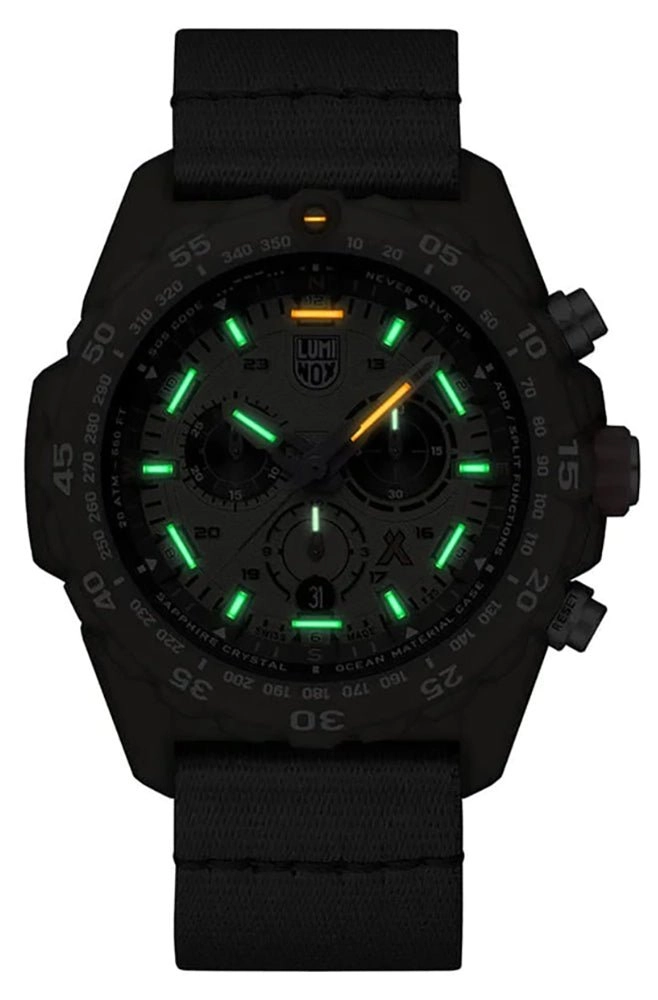Luminox Bear Grylls Survival ECO Master Chronograph Green Dial Green Textile Strap Date Divers Quartz Mens Watch XB.3757.ECO