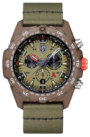 Luminox Bear Grylls Survival ECO Master Chronograph Green Dial Green Textile Strap Date Divers Quartz Mens Watch XB.3757.ECO