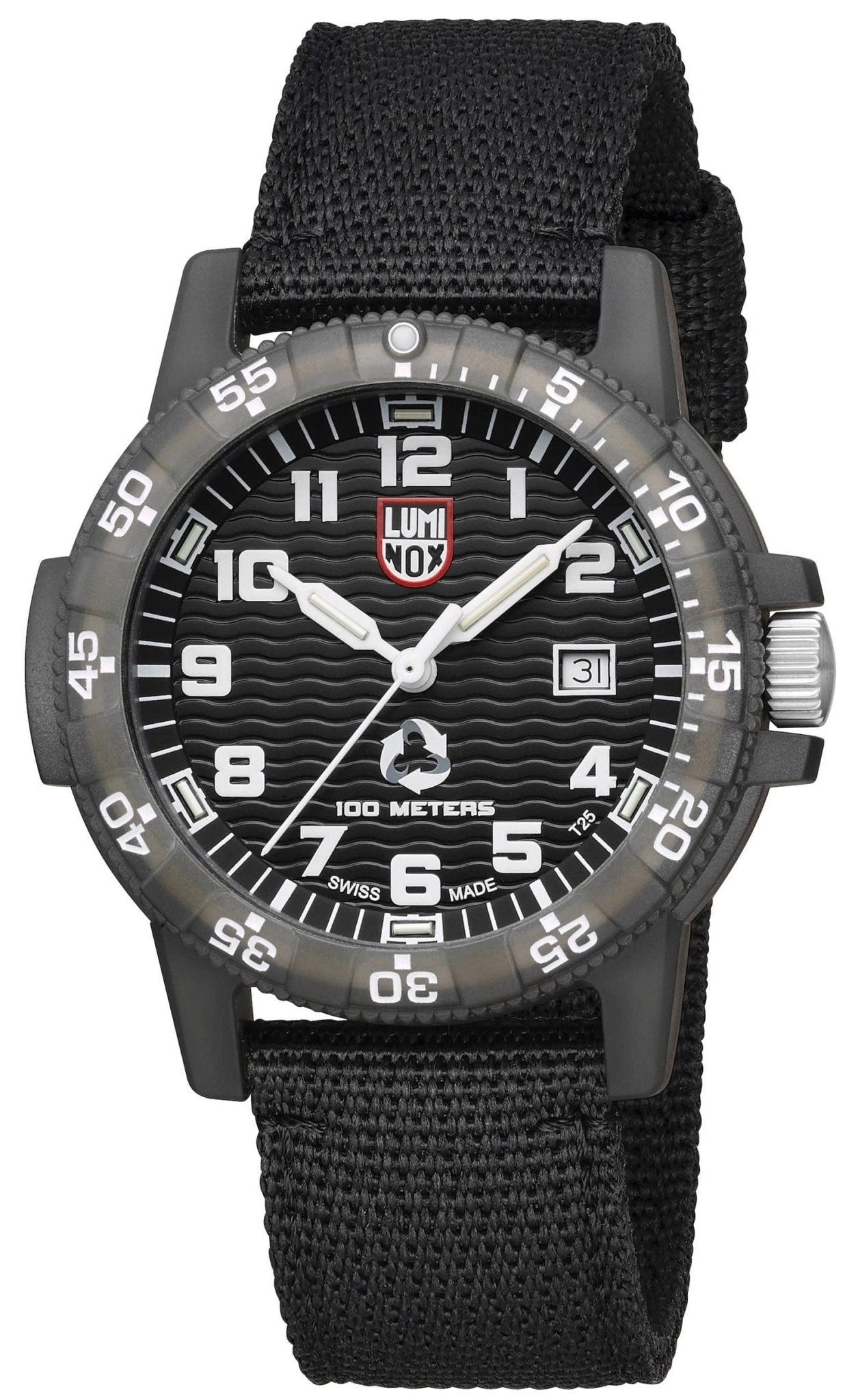 Luminox Leatherback SEA Turtle Giant ECO #tide Black rPET Strap Date Quartz Mens Watch XS.0321.ECO