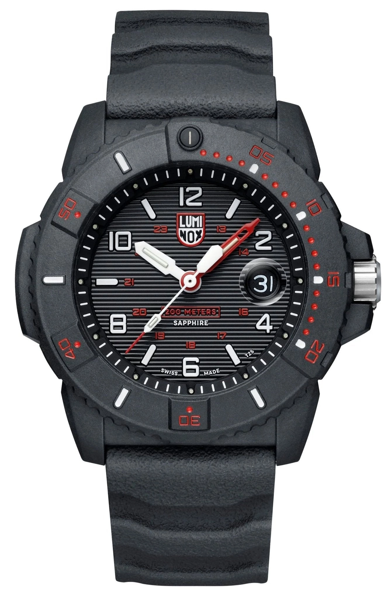 Luminox Navy SEAL CARBONOX Black Dial Black Rubber Strap Date Divers Quartz Mens Watch XS.3615