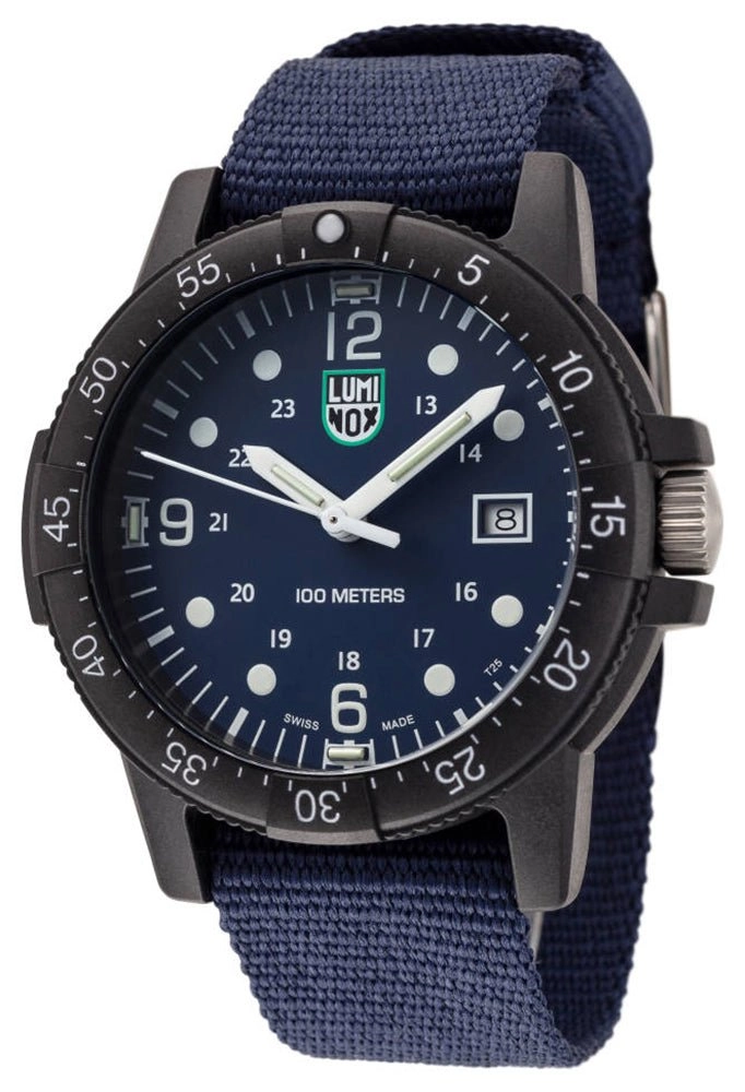 Luminox Sea Bass CARBONOX Blue Dial Blue rPET Strap Date Quartz Mens Watch X2.2003.ND