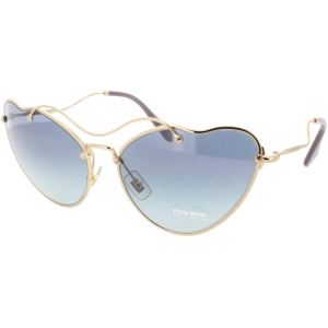 Miu Miu Women's Sunglasses - Gold Metal Full Rim Cat Eye Shape Frame | SMU554R 7OE5R2
