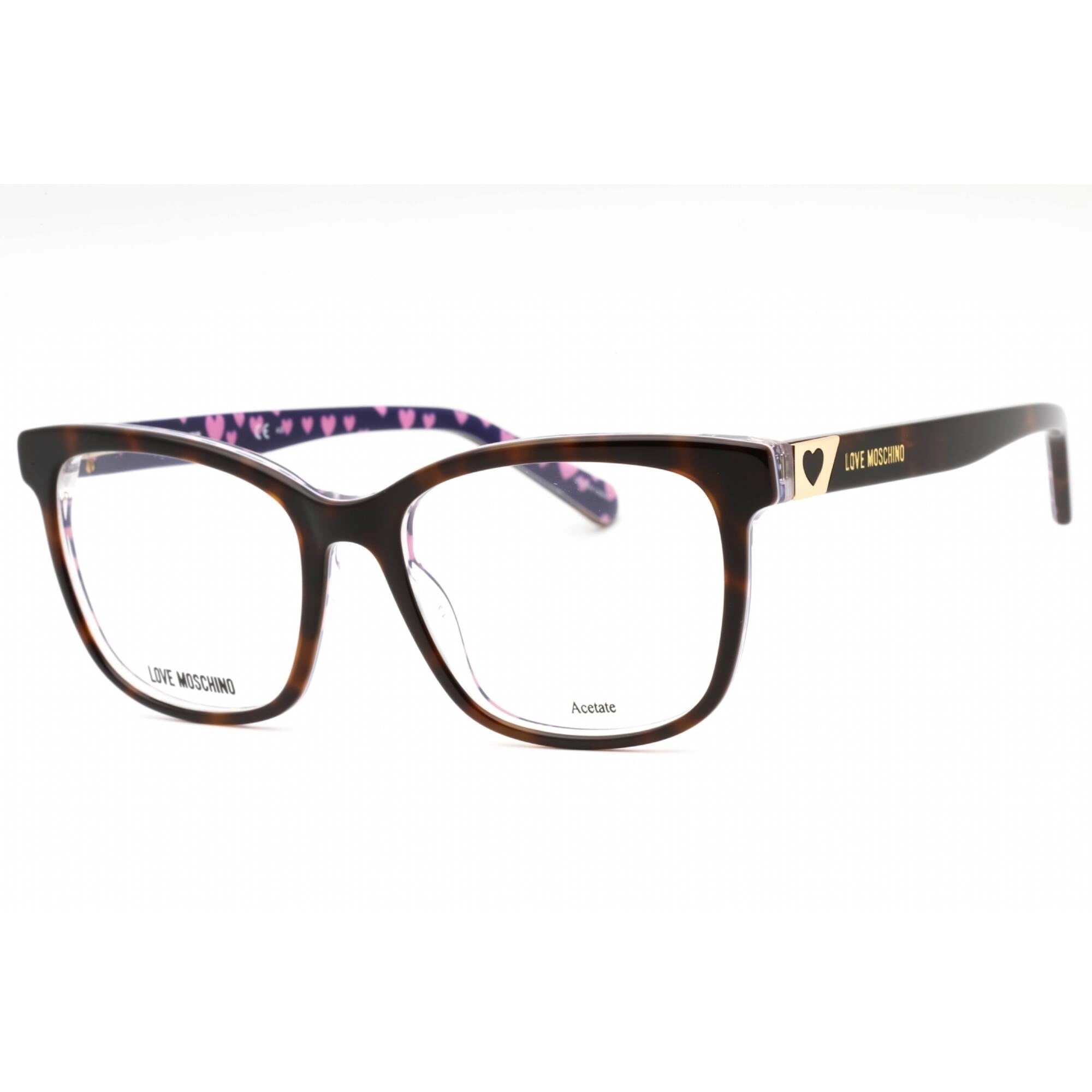 Moschino Love Women's Eyeglasses - Havana Plastic Rectangular Frame | MOL585 0086 00
