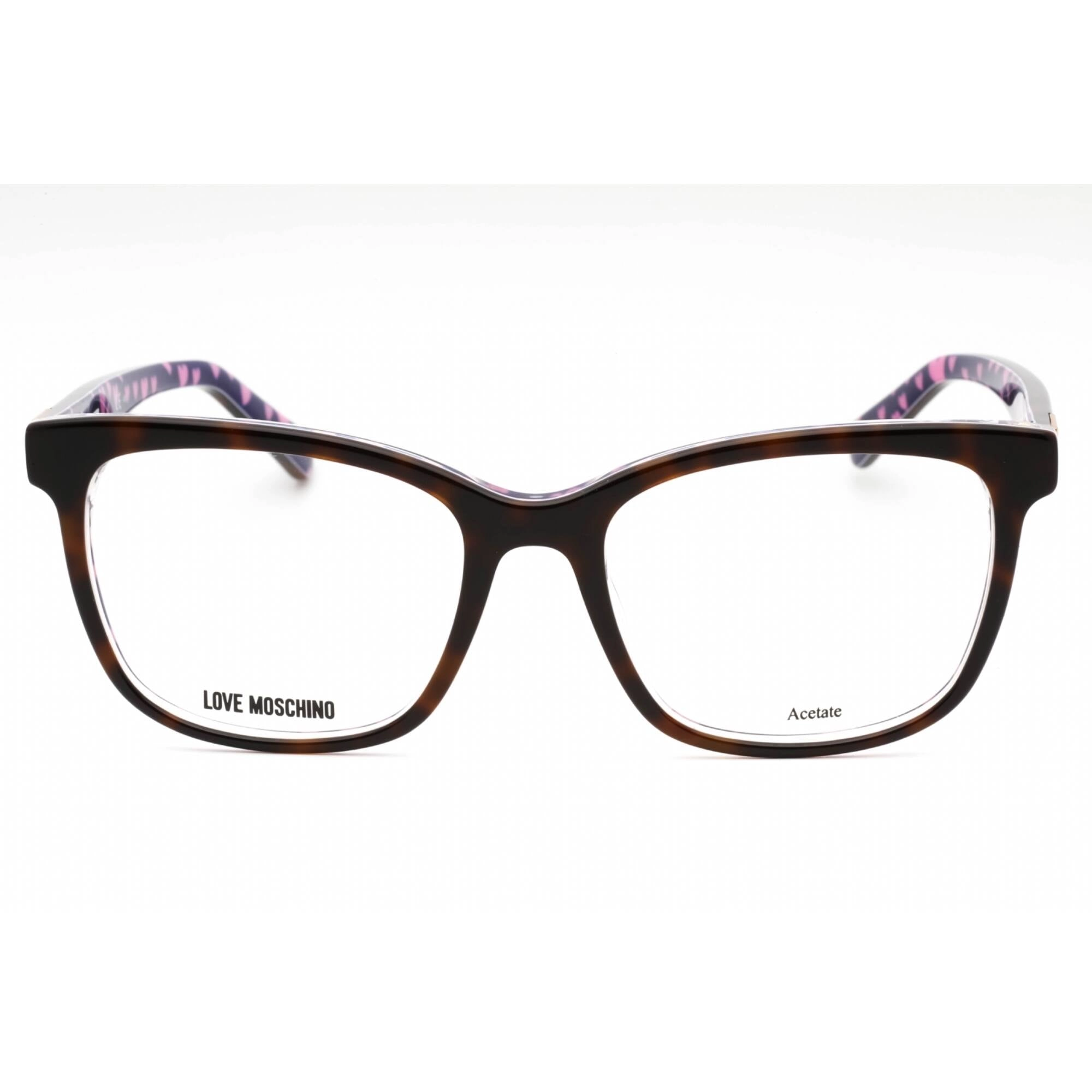 Moschino Love Women's Eyeglasses - Havana Plastic Rectangular Frame | MOL585 0086 00