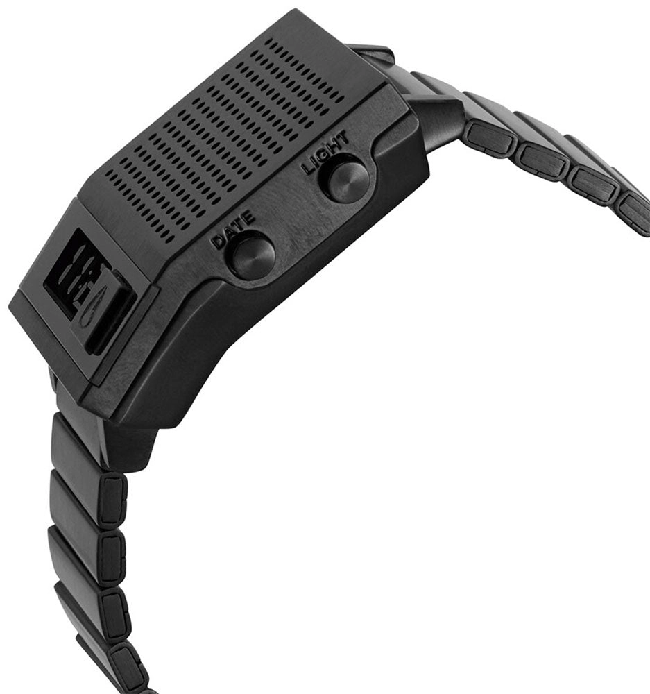 Nixon Dork Too Black Stainless Steel Black Dial Digital Quartz Mens Watch A1266-001 - Broken Box