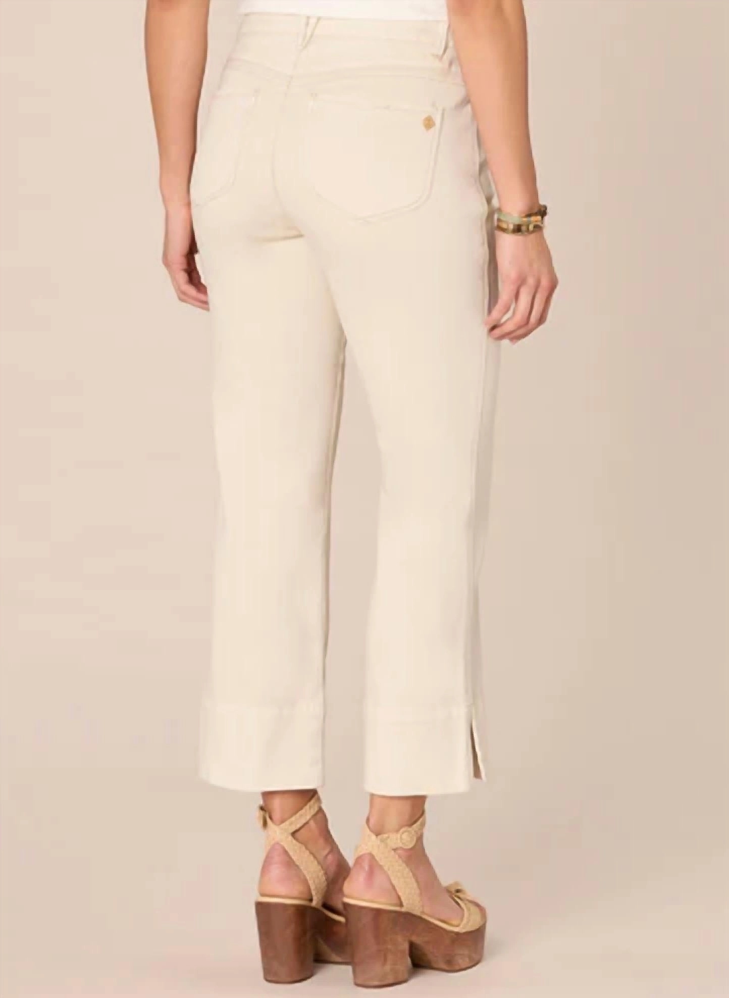 "ab"solution High Rise Kick Flare Pant With Center Seam In Beige