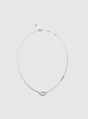 Silver G Logo Crystal Necklace