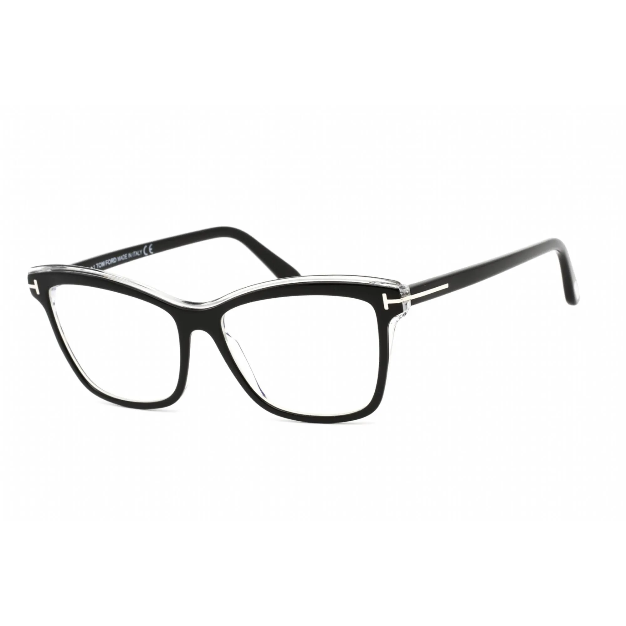 Tom Ford Women's Eyeglasses - Cat Eye Shape Shiny Black Plastic Frame | FT5619-B 001
