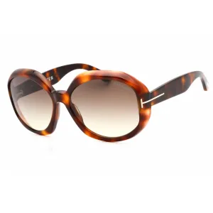 Tom Ford Women's Sunglasses - Dark Havana Plastic Full Rim Oval Frame | FT1011 52B