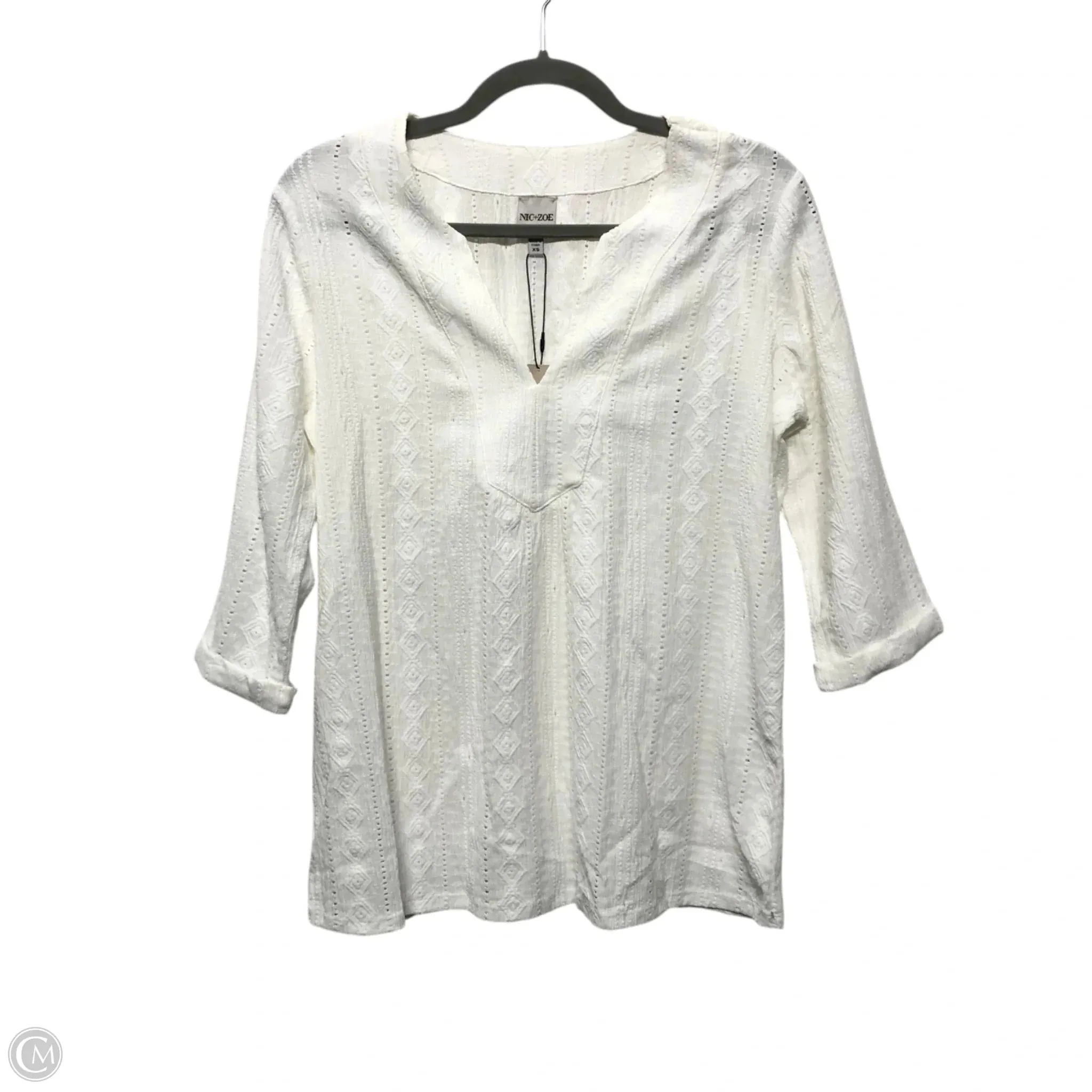 Top 3/4 Sleeve By Nic   Zoe In White, Size: Xs