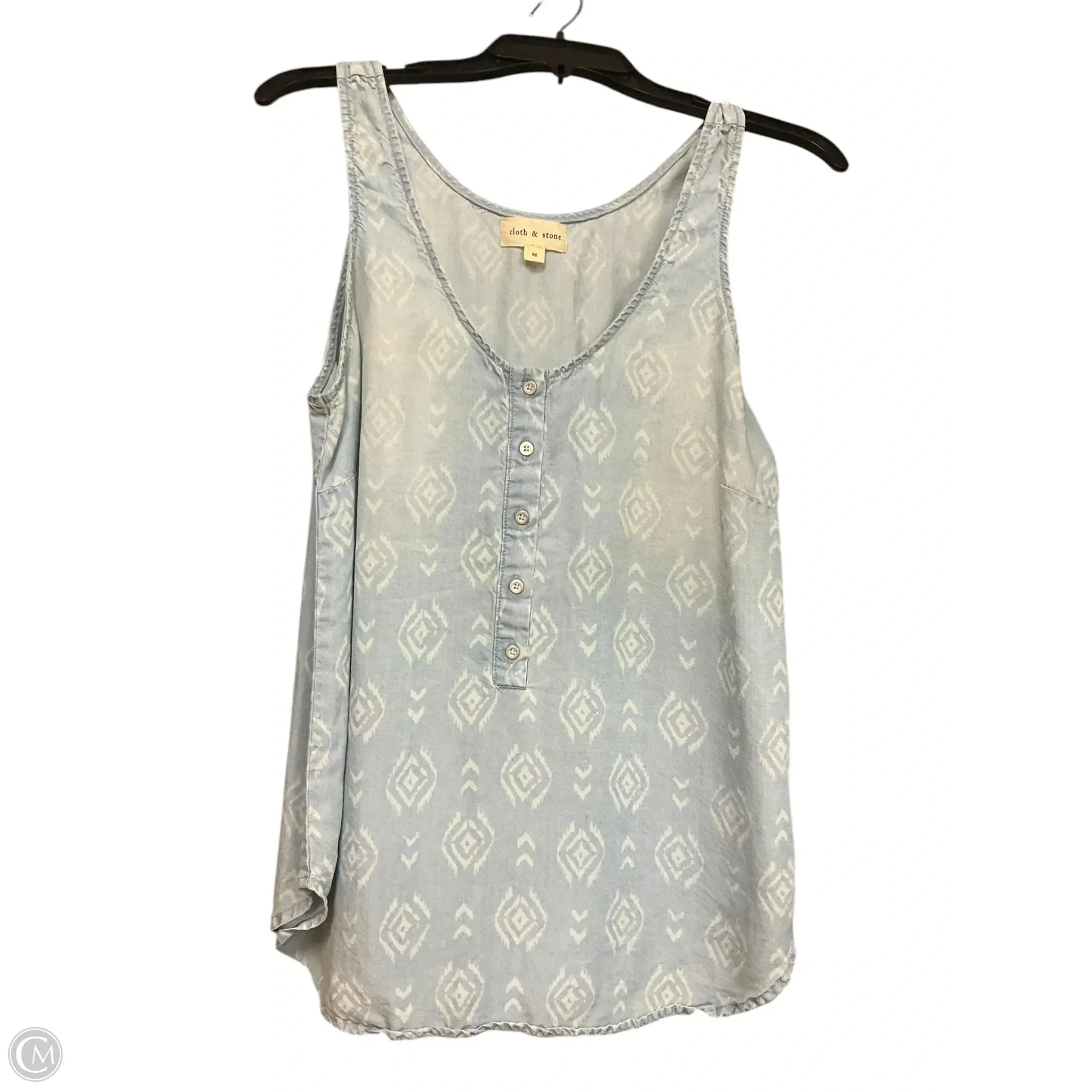 Top Sleeveless By Cloth & Stone In Blue & White, Size: M