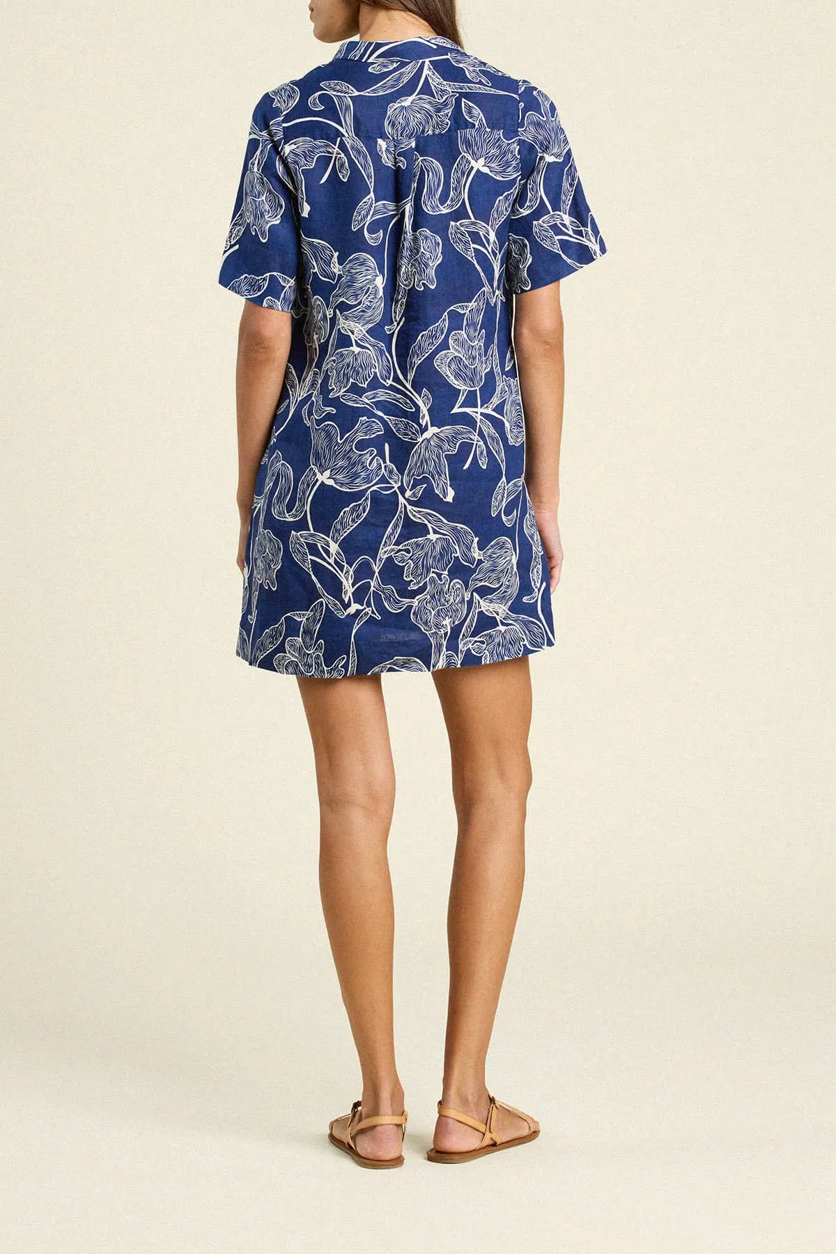 Trw1464 Navy Linen Dress