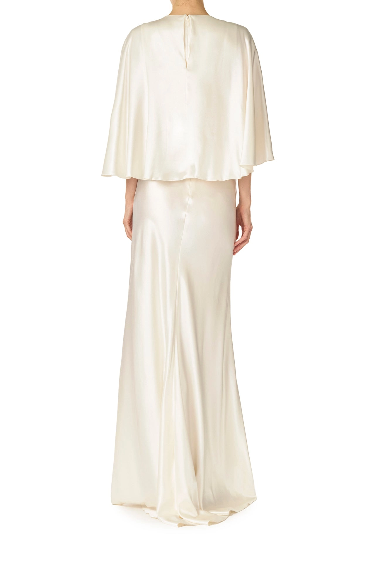 V-Neck Draped Capelet Sleeve Gown